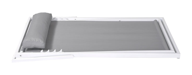 Wave Outdoor Patio Aluminum Deck Chair in White Powder Coated Finish with Gray Sling Textilene - Furniture City (CA)l