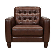 Wesley Chestnut Genuine Leather Power Footrest Tuxedo Arm Accent Chair - Furniture City (CA)l