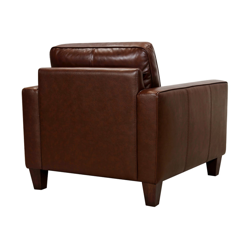 Wesley Chestnut Genuine Leather Power Footrest Tuxedo Arm Accent Chair - Furniture City (CA)l