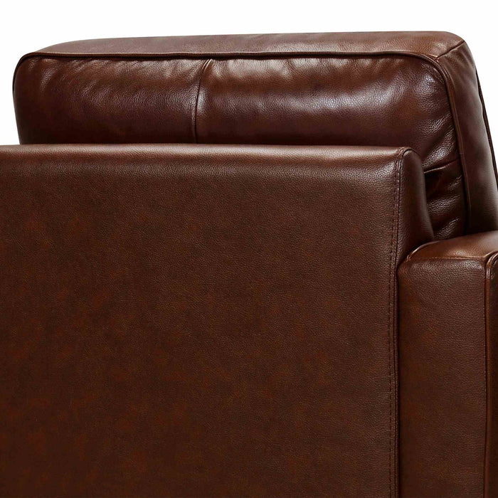Wesley Chestnut Genuine Leather Power Footrest Tuxedo Arm Accent Chair