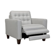 Wesley Dove Gray Genuine Leather Power Footrest Tuxedo Arm Accent Chair - Furniture City (CA)l