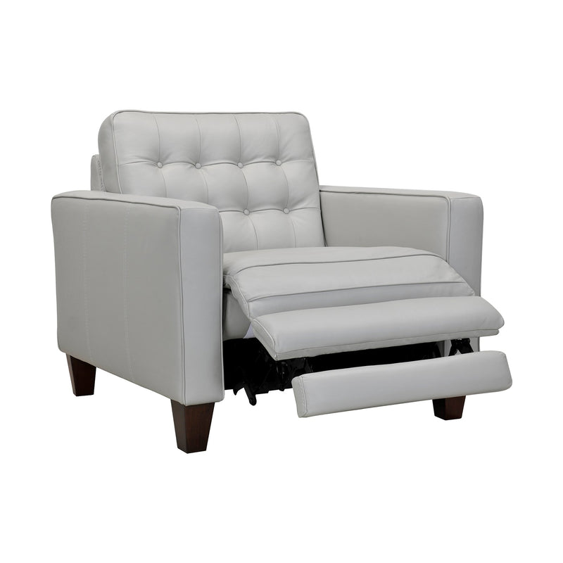 Wesley Dove Gray Genuine Leather Power Footrest Tuxedo Arm Accent Chair - Furniture City (CA)l