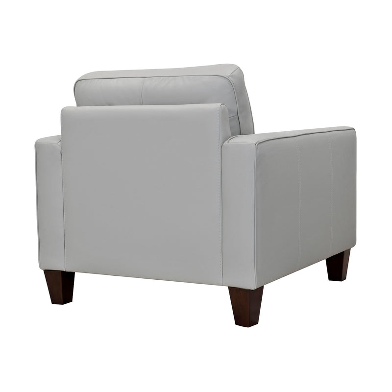 Wesley Dove Gray Genuine Leather Power Footrest Tuxedo Arm Accent Chair - Furniture City (CA)l