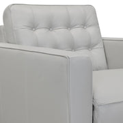 Wesley Dove Gray Genuine Leather Power Footrest Tuxedo Arm Accent Chair - Furniture City (CA)l