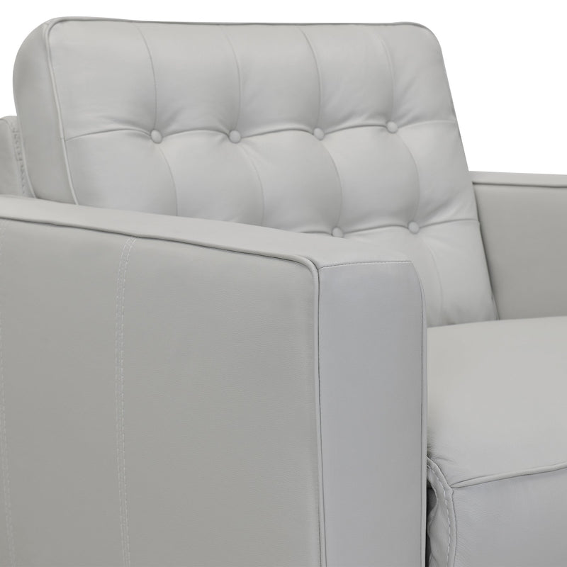 Wesley Dove Gray Genuine Leather Power Footrest Tuxedo Arm Accent Chair - Furniture City (CA)l