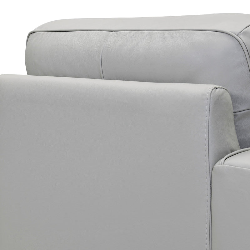 Wesley Dove Gray Genuine Leather Power Footrest Tuxedo Arm Accent Chair - Furniture City (CA)l