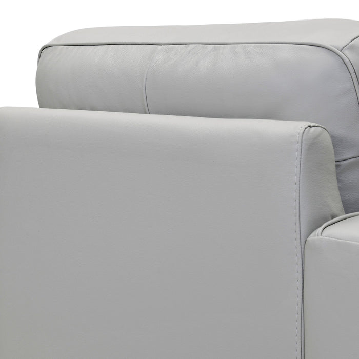 Wesley Dove Gray Genuine Leather Power Footrest Tuxedo Arm Accent Chair