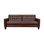 Wesley 81" Chestnut Genuine Leather Power Footrest Tuxedo Arm Sofa - Furniture City (CA)l