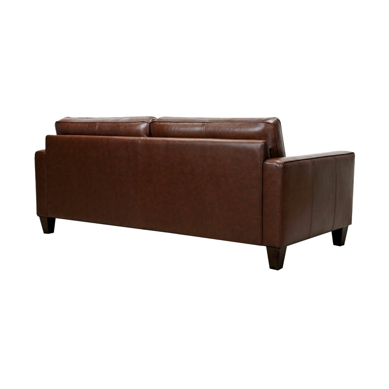 Wesley 81" Chestnut Genuine Leather Power Footrest Tuxedo Arm Sofa - Furniture City (CA)l
