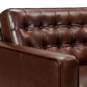 Wesley 81" Chestnut Genuine Leather Power Footrest Tuxedo Arm Sofa - Furniture City (CA)l