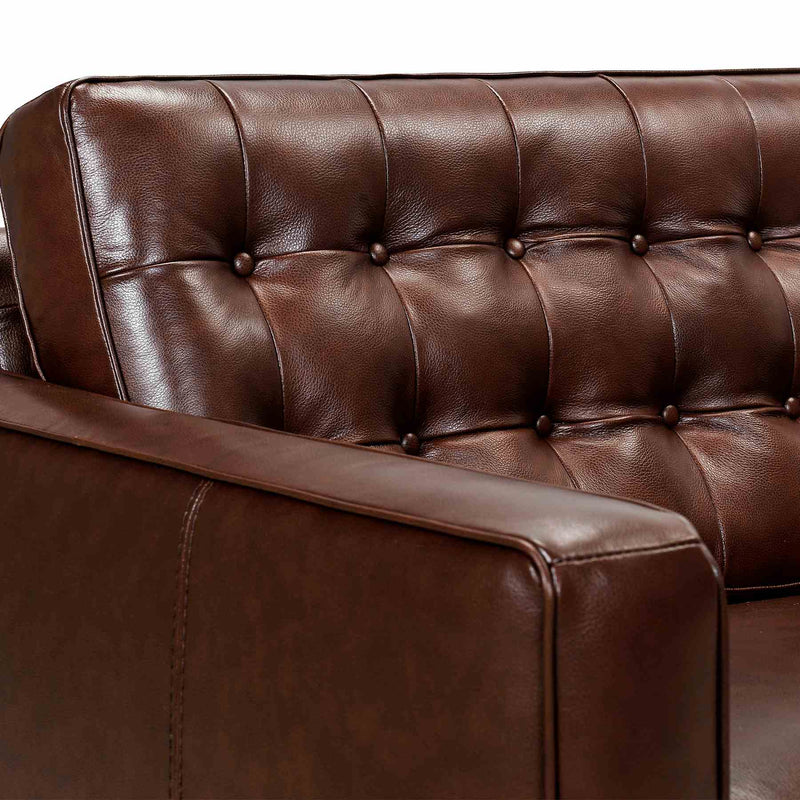 Wesley 81" Chestnut Genuine Leather Power Footrest Tuxedo Arm Sofa - Furniture City (CA)l