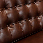 Wesley 81" Chestnut Genuine Leather Power Footrest Tuxedo Arm Sofa - Furniture City (CA)l