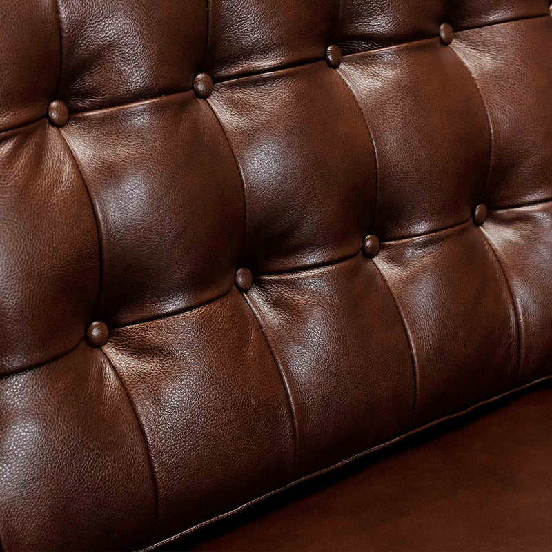 Wesley 81" Chestnut Genuine Leather Power Footrest Tuxedo Arm Sofa - Furniture City (CA)l