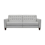 Wesley 81" Dove Gray Genuine Leather Power Footrest Tuxedo Arm Sofa - Furniture City (CA)l