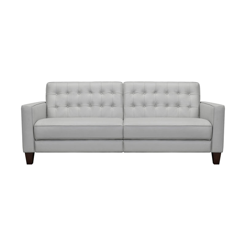 Wesley 81" Dove Gray Genuine Leather Power Footrest Tuxedo Arm Sofa - Furniture City (CA)l
