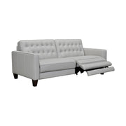 Wesley 81" Dove Gray Genuine Leather Power Footrest Tuxedo Arm Sofa - Furniture City (CA)l