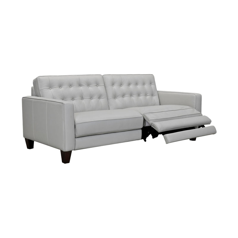 Wesley 81" Dove Gray Genuine Leather Power Footrest Tuxedo Arm Sofa - Furniture City (CA)l