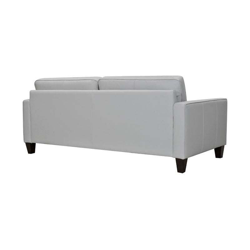 Wesley 81" Dove Gray Genuine Leather Power Footrest Tuxedo Arm Sofa - Furniture City (CA)l