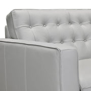 Wesley 81" Dove Gray Genuine Leather Power Footrest Tuxedo Arm Sofa - Furniture City (CA)l