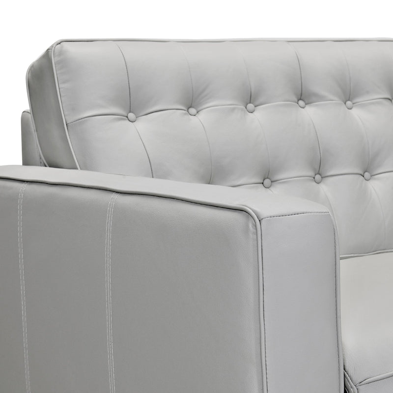Wesley 81" Dove Gray Genuine Leather Power Footrest Tuxedo Arm Sofa - Furniture City (CA)l