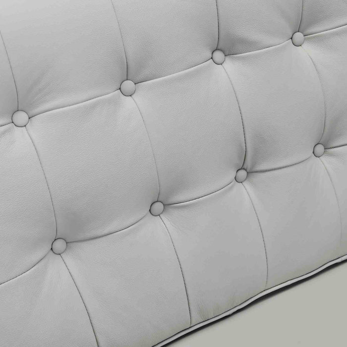 Wesley 81" Dove Gray Genuine Leather Power Footrest Tuxedo Arm Sofa