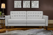 Wesley 81" Dove Gray Genuine Leather Power Footrest Tuxedo Arm Sofa - Furniture City (CA)l