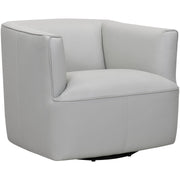 Whitney Swivel Dove Gray Genuine Leather Barrel Chair - Furniture City (CA)l
