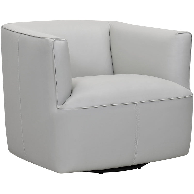 Whitney Swivel Dove Gray Genuine Leather Barrel Chair - Furniture City (CA)l