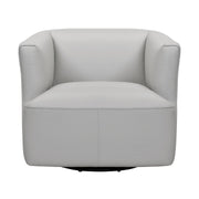 Whitney Swivel Dove Gray Genuine Leather Barrel Chair - Furniture City (CA)l