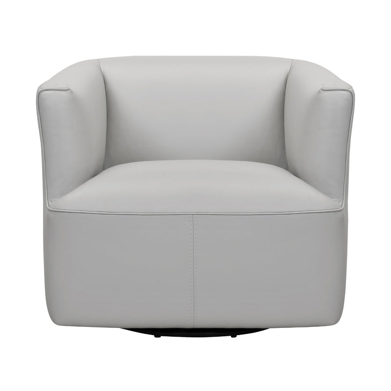 Whitney Swivel Dove Gray Genuine Leather Barrel Chair - Furniture City (CA)l