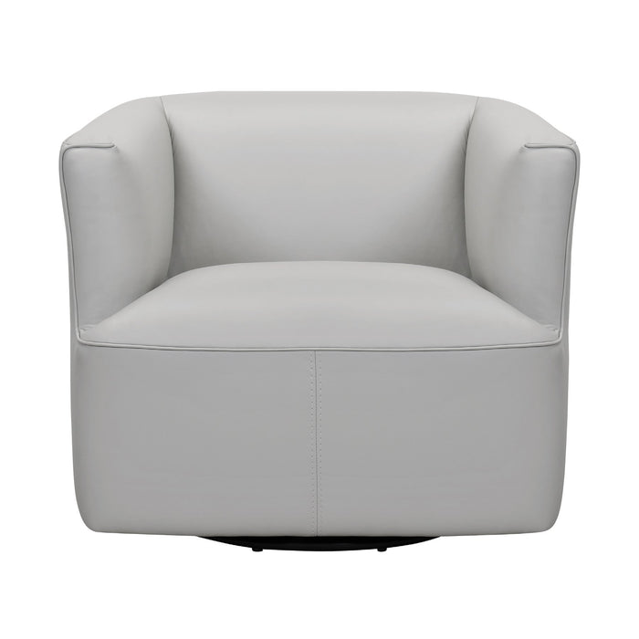 Whitney Swivel Dove Gray Genuine Leather Barrel Chair