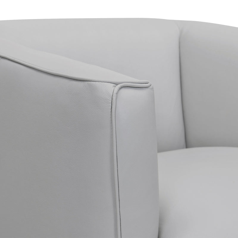 Whitney Swivel Dove Gray Genuine Leather Barrel Chair - Furniture City (CA)l