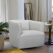 Whitney Swivel Dove Gray Genuine Leather Barrel Chair - Furniture City (CA)l