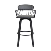 Willow 25.5" Swivel Black Wood Counter Stool in Gray Faux Leather with Black Metal - Furniture City (CA)l