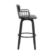 Willow 25.5" Swivel Black Wood Counter Stool in Gray Faux Leather with Black Metal - Furniture City (CA)l