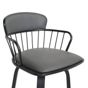 Willow 25.5" Swivel Black Wood Counter Stool in Gray Faux Leather with Black Metal - Furniture City (CA)l