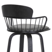 Willow 25.5" Swivel Black Wood Counter Stool in Gray Faux Leather with Black Metal - Furniture City (CA)l