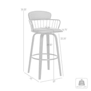 Willow 25.5" Swivel Black Wood Counter Stool in Gray Faux Leather with Black Metal - Furniture City (CA)l