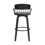 Willow 30" Swivel Black Wood Bar Stool in Gray Faux Leather with Black Metal - Furniture City (CA)l