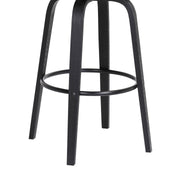 Willow 30" Swivel Black Wood Bar Stool in Gray Faux Leather with Black Metal - Furniture City (CA)l