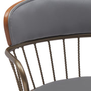 Willow 25.5" Swivel Walnut Wood Counter Stool in Gray Faux Leather with Golden Bronze Metal - Furniture City (CA)l
