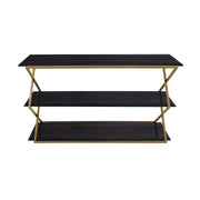 Westlake 3-Tier Dark Brown Console Table with Brushed Gold Legs - Furniture City (CA)l