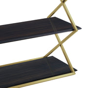 Westlake 3-Tier Dark Brown Console Table with Brushed Gold Legs - Furniture City (CA)l