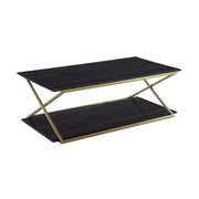 Westlake Dark Brown Veneer Coffee Table with Brushed Gold Legs - Furniture City (CA)l