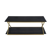 Westlake Dark Brown Veneer Coffee Table with Brushed Gold Legs - Furniture City (CA)l