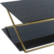 Westlake Dark Brown Veneer Coffee Table with Brushed Gold Legs - Furniture City (CA)l