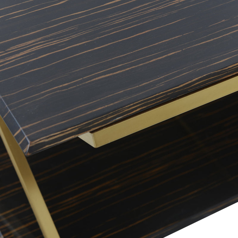 Westlake Dark Brown Veneer Coffee Table with Brushed Gold Legs - Furniture City (CA)l