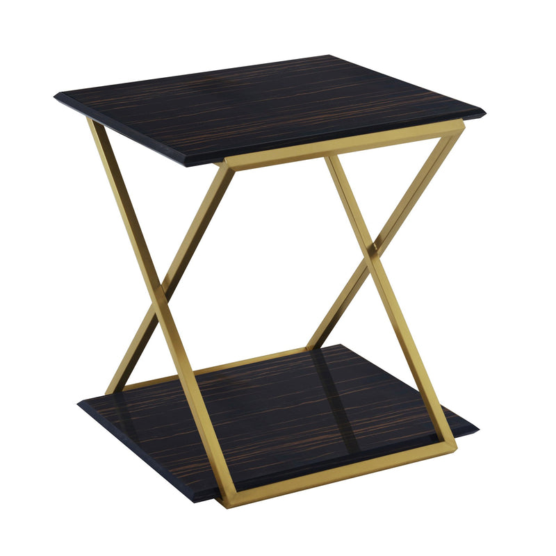 Westlake Dark Brown Veneer End Table with Brushed Gold Legs - Furniture City (CA)l