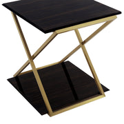 Westlake Dark Brown Veneer End Table with Brushed Gold Legs - Furniture City (CA)l
