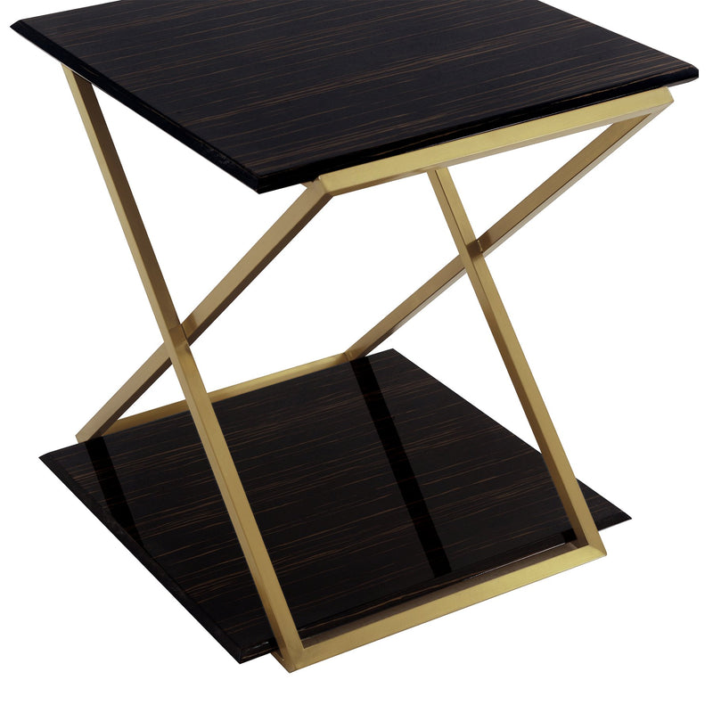 Westlake Dark Brown Veneer End Table with Brushed Gold Legs - Furniture City (CA)l